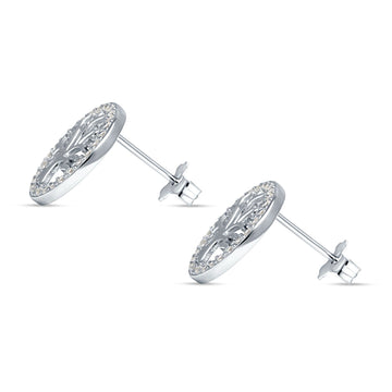 Tree Of Life Stud Earrings Cubic Zirconia 925 Sterling Silver Wholesale